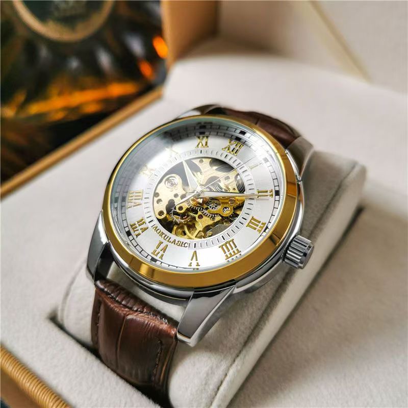 Seiko Watch Presage - Elegante automatische mechanische Herrenuhr mit Skelett-Design