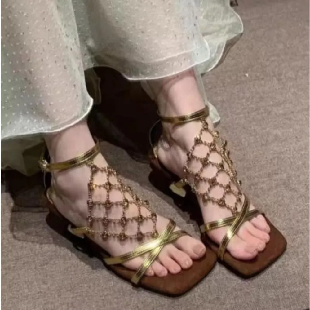 Mesh Strap Metal - Elegante High Heels für Damen, Sommer,